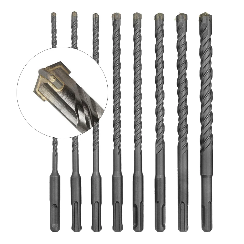 210mm SDS Plus Drill Bits Sets 5mm- 16mm YG8 Carbide Steel Cross Tip Masonry Drill Bits Kit