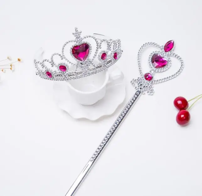 2 piece / set sweet princess tiara hair diadem kids ,Children\'s Hair Clip, Magic Wand Sets party gift hair cosplay accessories