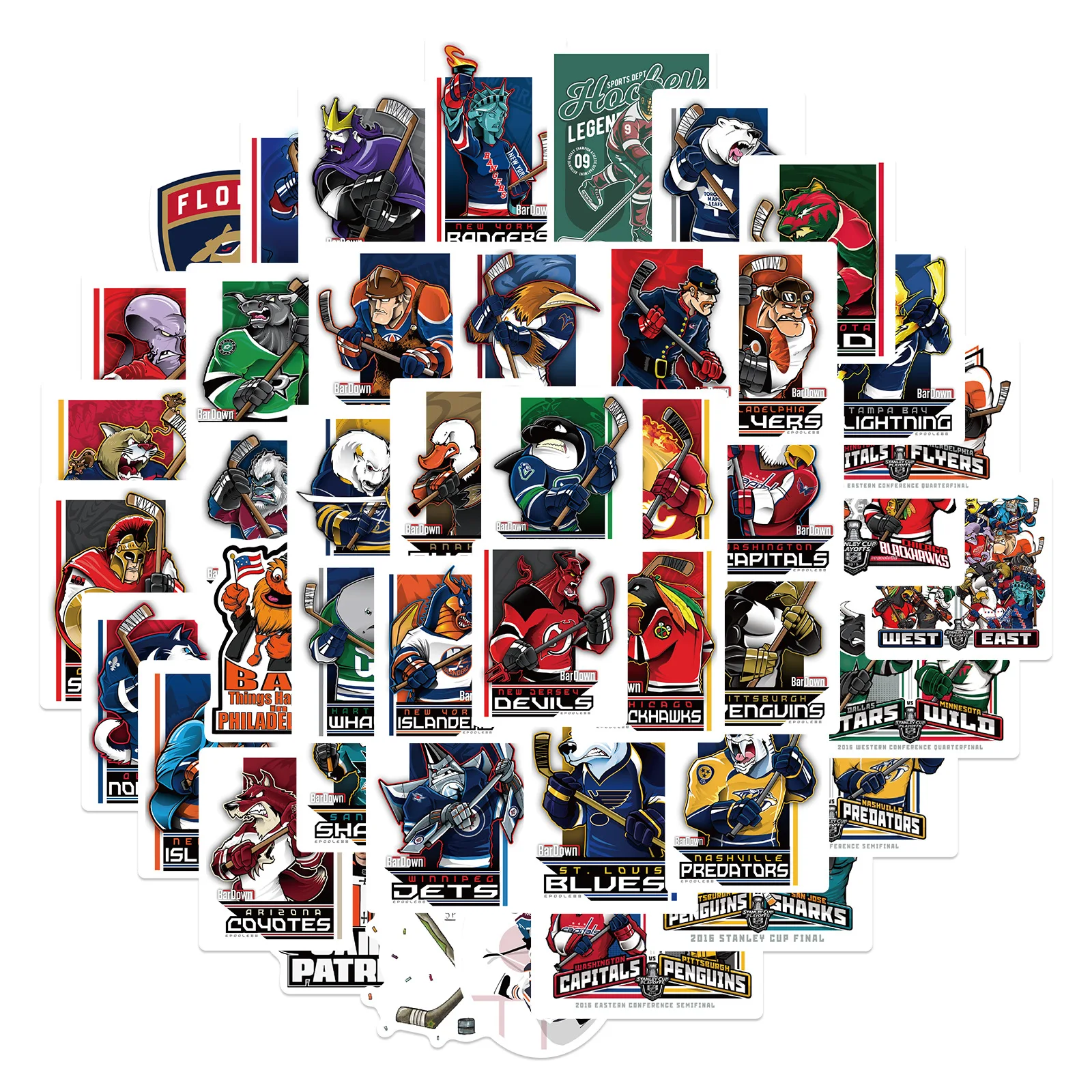 10/30/50pcs Sports Ice Hockey Mascot Logo Stickers Cool Helmet Personalized Luggage Waterproof Laptop Decal Decor Stickers