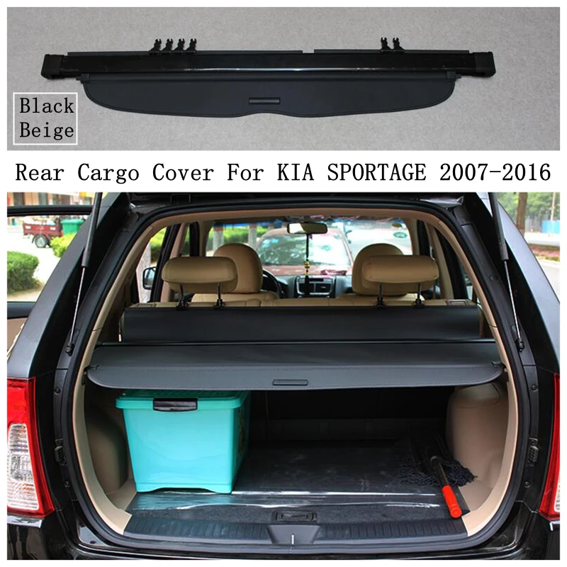 

Rear Cargo Cover For KIA SPORTAGE 2007-2016 Privacy Trunk Screen Security Shield Shade Black Beige High Quality Auto Accessories