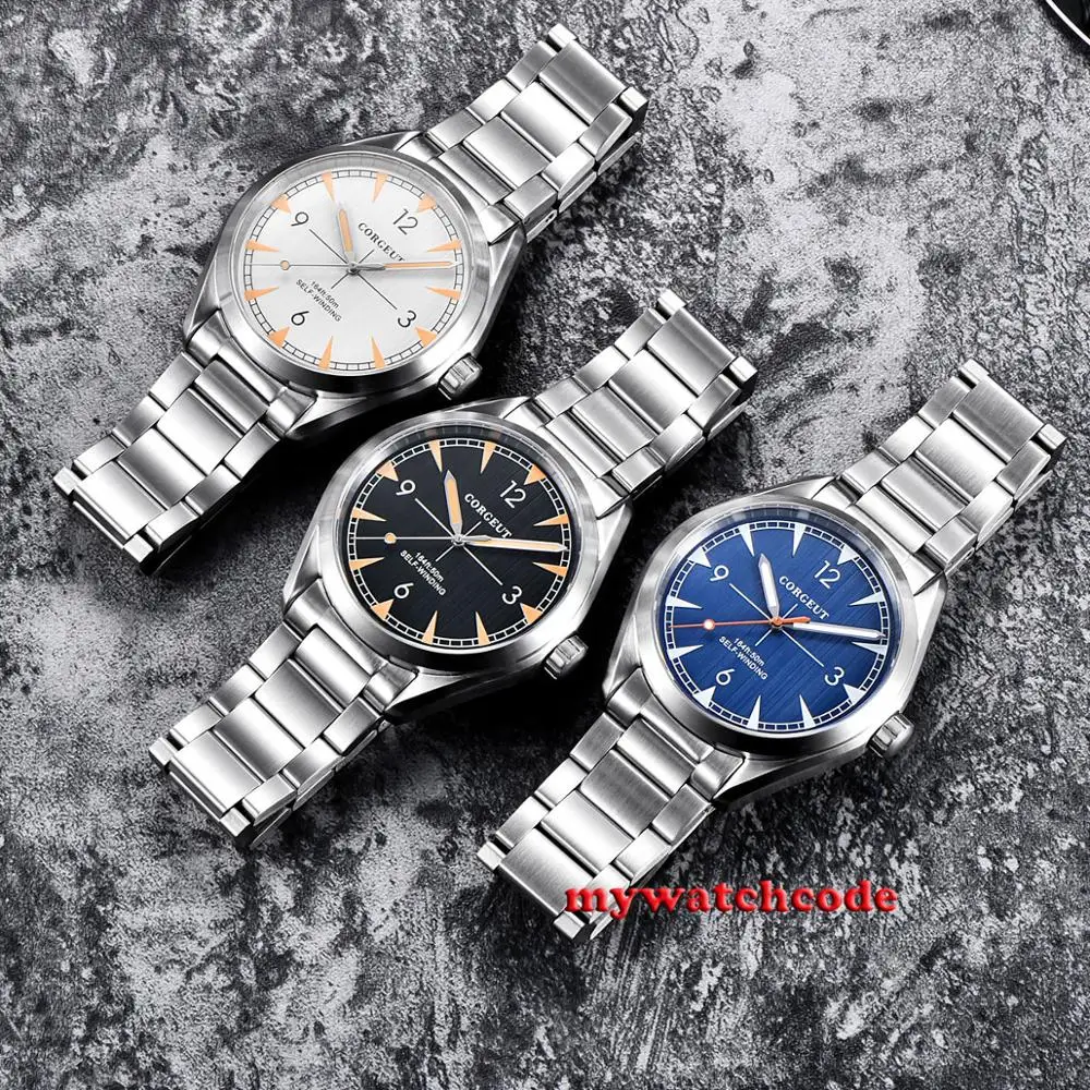 Luxury Top Corgeut 41มม.สีขาว Dial ชายนาฬิกา Miyota 8215 NH35A อัตโนมัติ Mechanical Sapphire Glass นาฬิกาข้อมือ