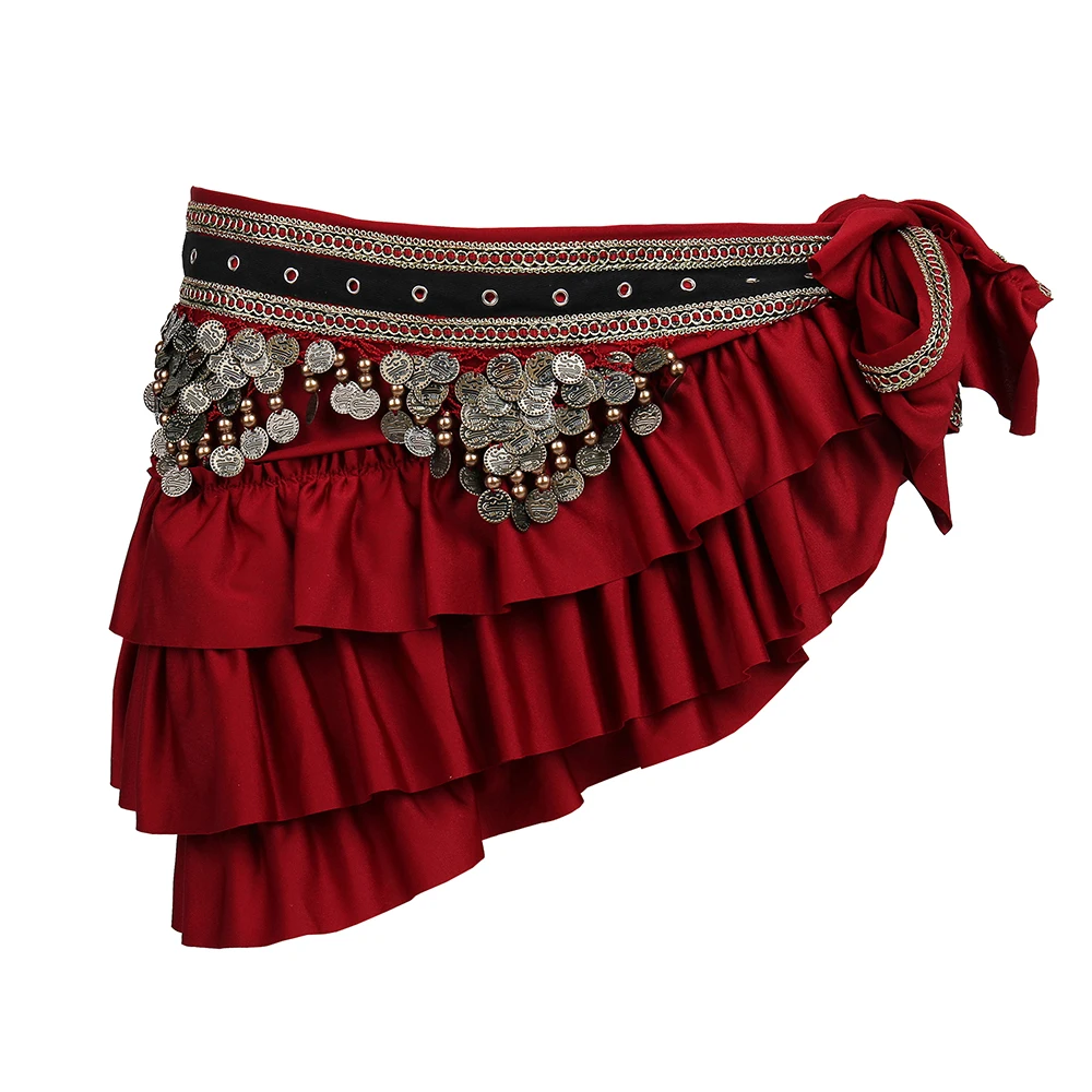 Tribal Bellydance Clothes Gypsy Costume Accessories Fringe Wrap Retro Coins Belts Hip Scarf Shimmy Belly Dance Belt with Coins