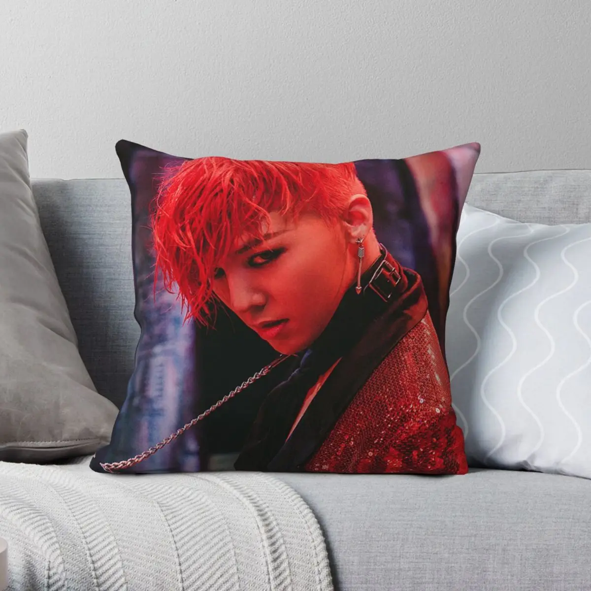 

G-dragon Square Pillowcase Polyester Linen Velvet Printed Zip Decor Pillow Case Car Cushion Cover