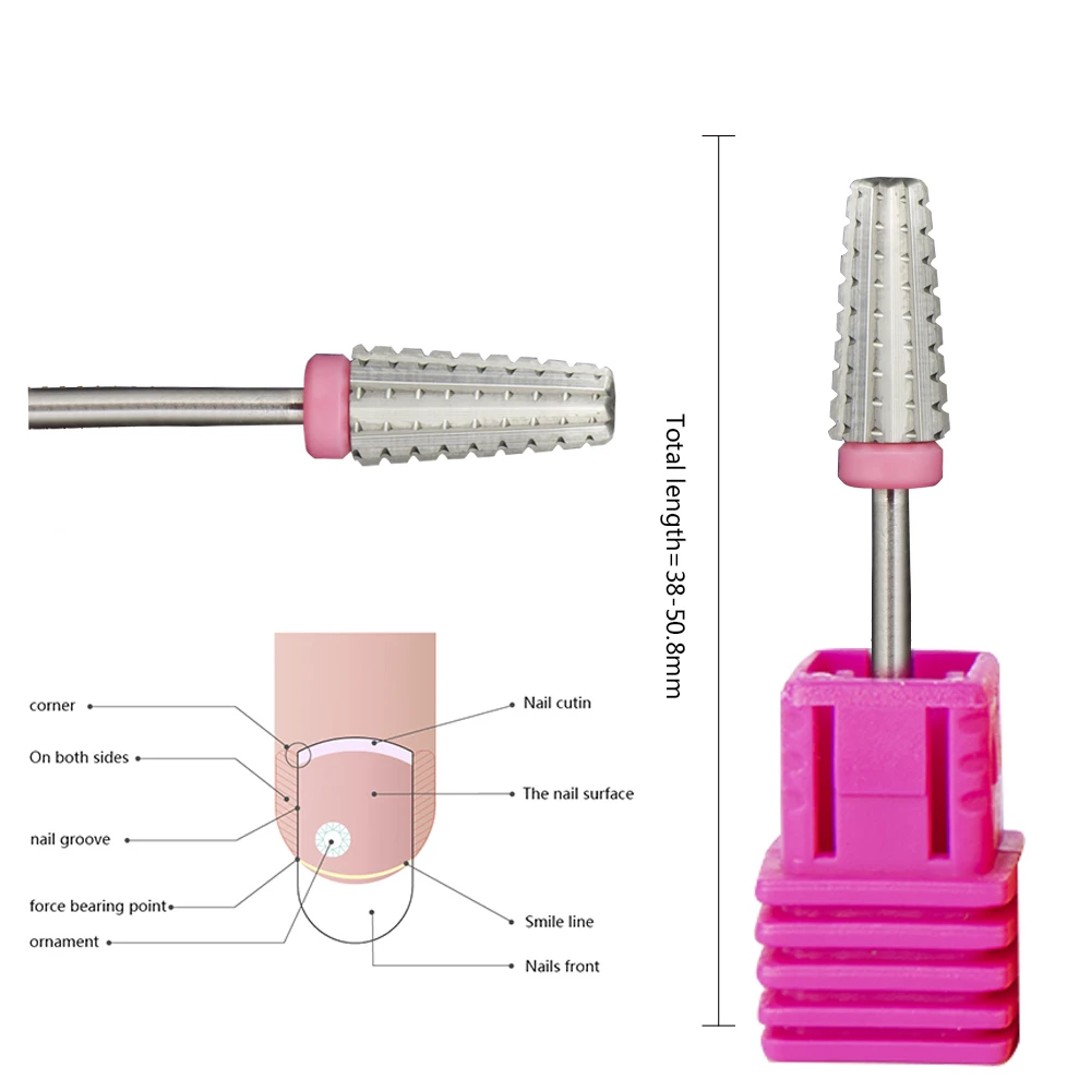 5 in 1 Safty Tapered Carbide Nail Drill Bits With Cut 3/32" Two-Way Carbide Bit Drill Accessories Milling Cutter For Manicure