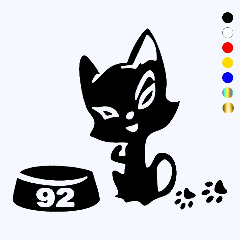 CK3167# 12x14cm Cat on a gas tank 92 funny car sticker vinyl decal white/black car auto stickers for fuel tank cap