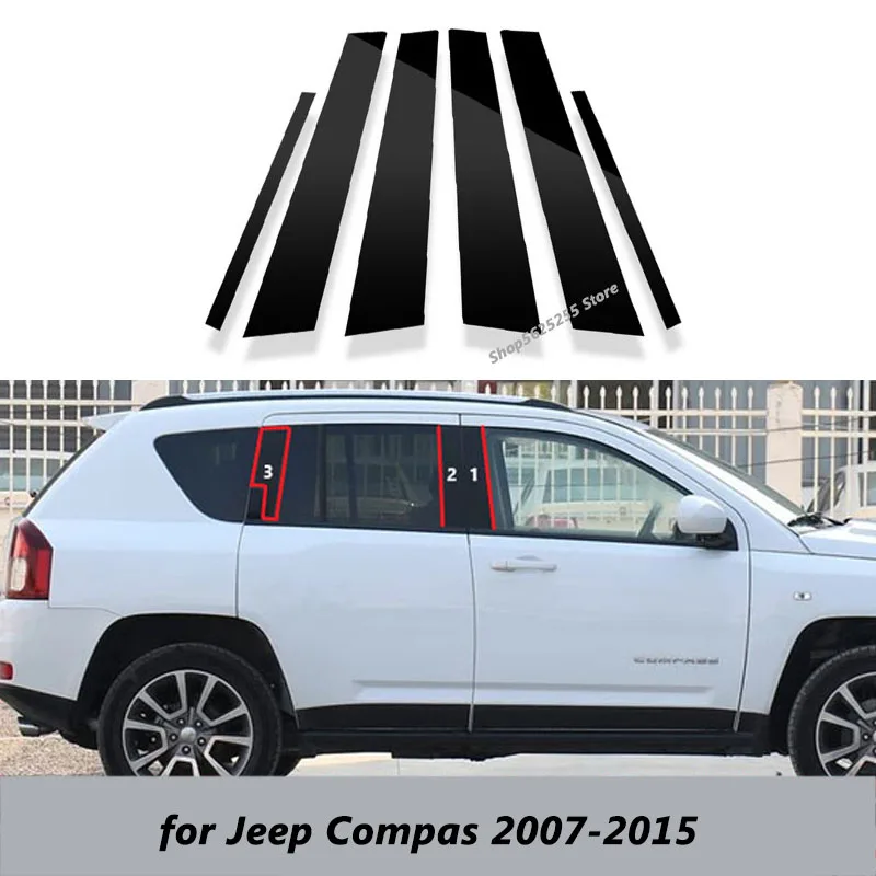 

Декоративная накладка на окно автомобиля, наклейка на чехол для Jeep Compass 2012 2014 2019, аксессуары для центрального столба, яркая полоса для украшения