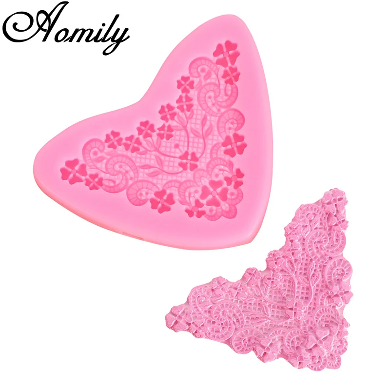 Aomily Lace European Embossed Heart-shaped Floral Rattan Fondant Mold Cake Jelly Sugar Craft Chocolate Moulds Ice Cube Molds