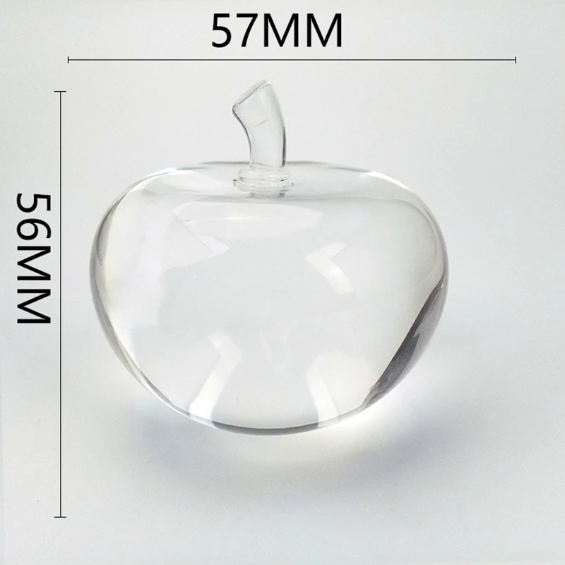 56*57mm 1pc Mixed Colors Glossy Crystal Apple Glass Paperweight Fruit Craft Gift Souvenir Home Wedding Decoration Hot Sale