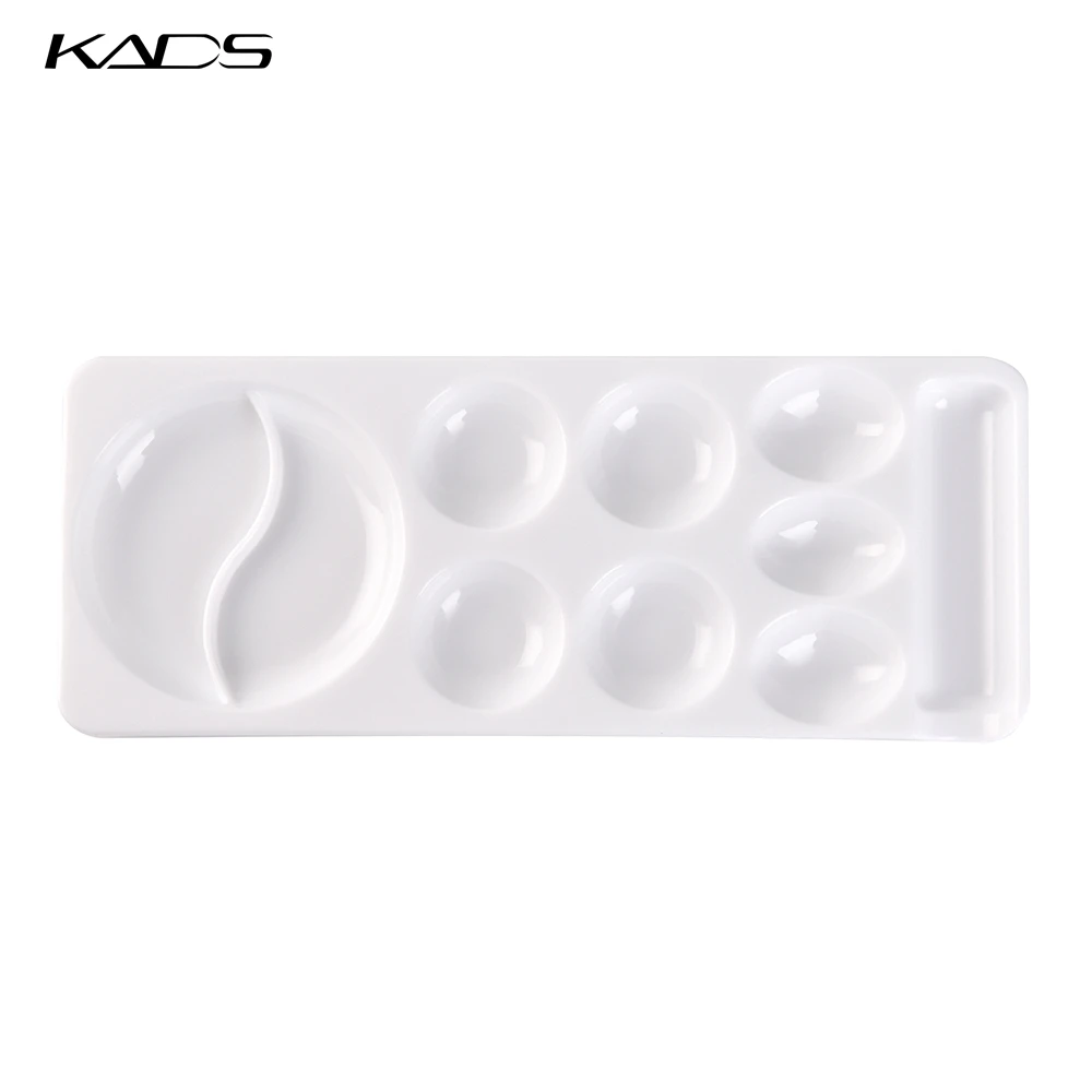 KADS Nail Art Color Palette 10 Grids Plastic Nail Gel Polish Drawing Color Mixing Plate Tray with Brush Holder DIY Painting Tool