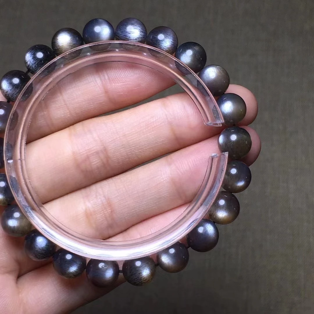 

Natural Black Sunstone Moonstone Bracelet Jewelry 7mm 8mm 9mm 10mm Women Men Stretch Light Crystal Clear Round Beads AAAAAA