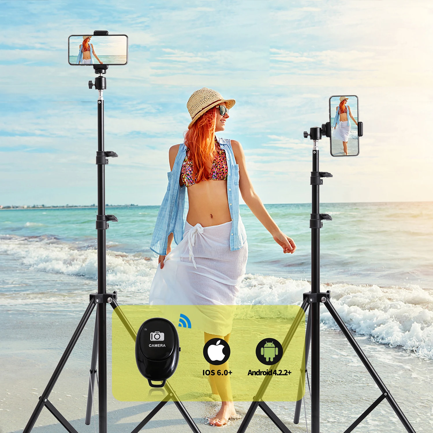 

Portable 160cm 200cm Selfie Strong Photo Tripod Stand For Mobile Phone Digital Camera Ring lamp With Bluetooth Remote