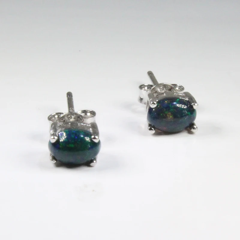 CoLife مجوهرات العقيق الأسود وأقراط 4*6 مللي متر مصبوغ العقيق الأسود أقراط فضة بسيطة 925 فضة أقراط مرصعة بأحجار كريمة