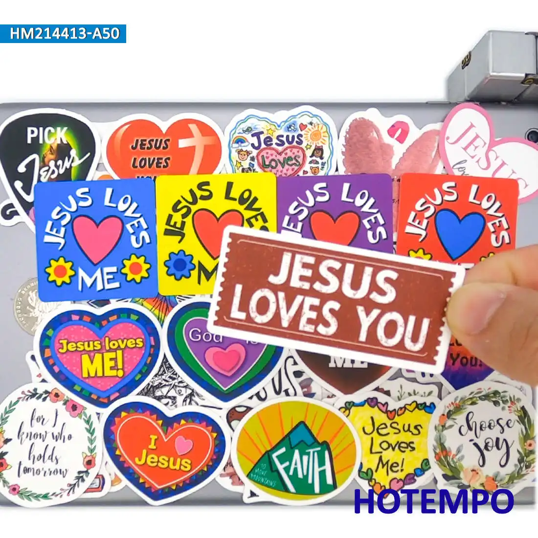 50 Stück Retro-Muster Gott Hoffnung Jesus liebt mich Slogan lustige Aufkleber für Telefon Laptop Notebooks Gepäck Skateboard Fahrrad Auto Aufkleber