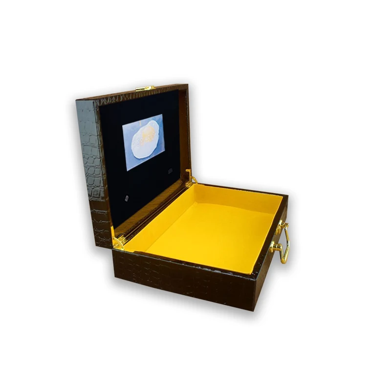 กล่องวิดีโอหน้าจอ LCD 4.3 ''5'' และ7 ''วัสดุหนัง PU สำหรับเป็นของขวัญ