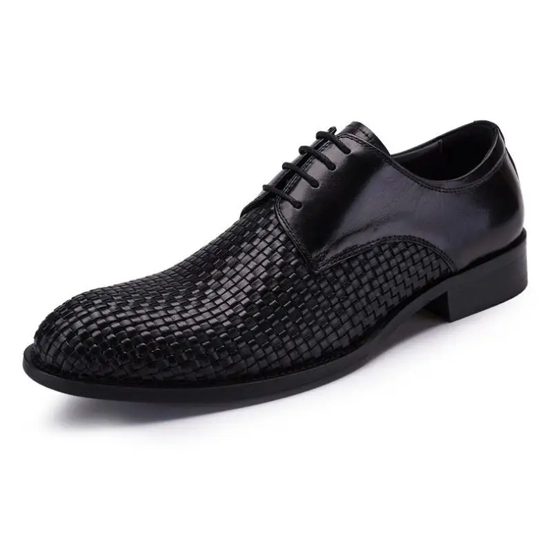 

Summer Weave Cow Leather Wedding Dress Men Shoes Trendy Round-Toe Business Casual Shoes Mens Career Office Work Shoes Size 38-44