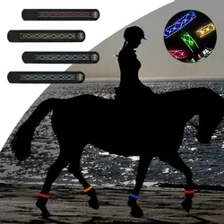 4pcs LED Luminous Horse Leg Strap High Visibility Reflective Belt Legging Wraps Adjustable Horse Riding Equipment Ankle Legging