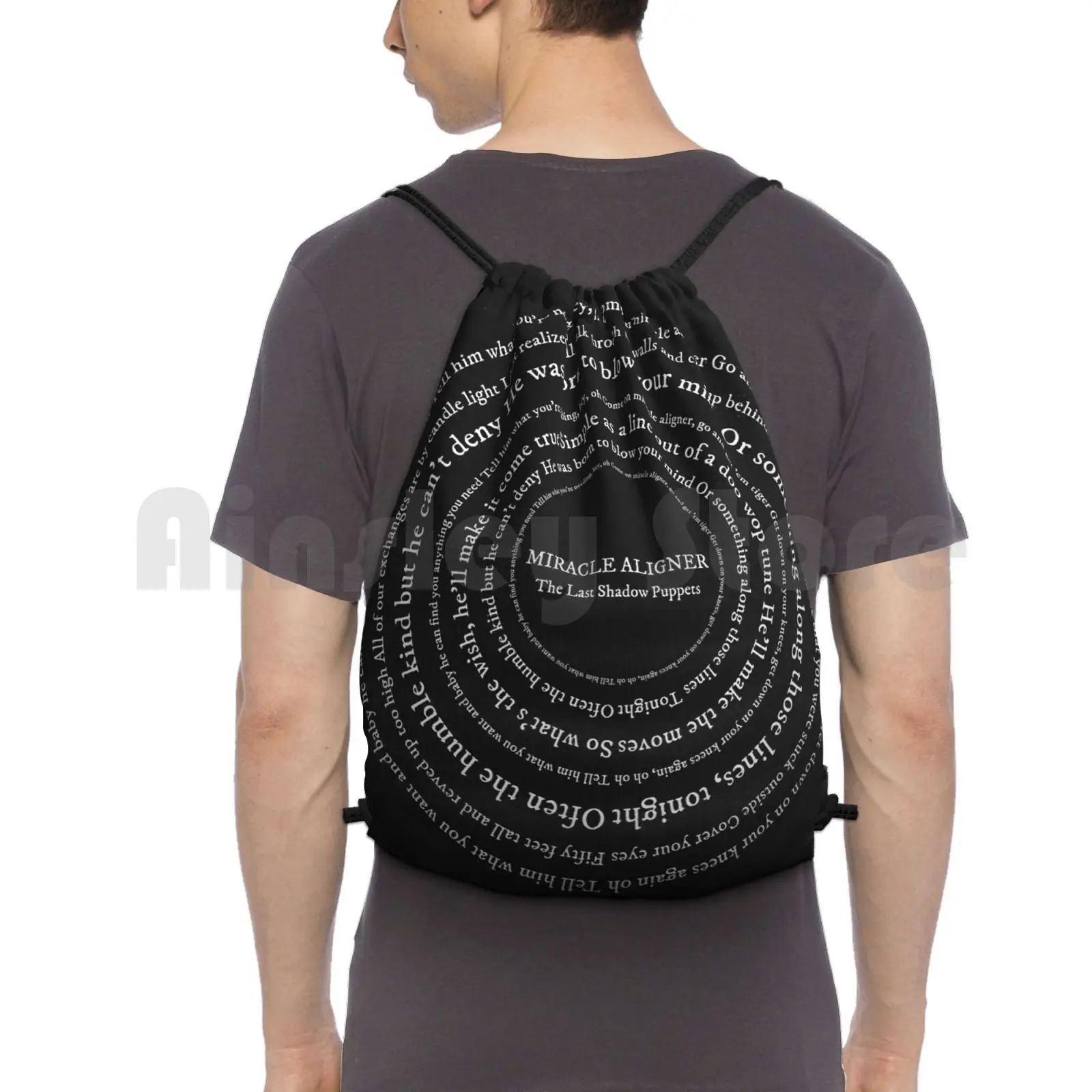 Miracle Aligner Lyric Circle Backpack Drawstring Bags Gym Bag Waterproof Arctic Monkeys Arcticmonkeys Indie Music Baroque