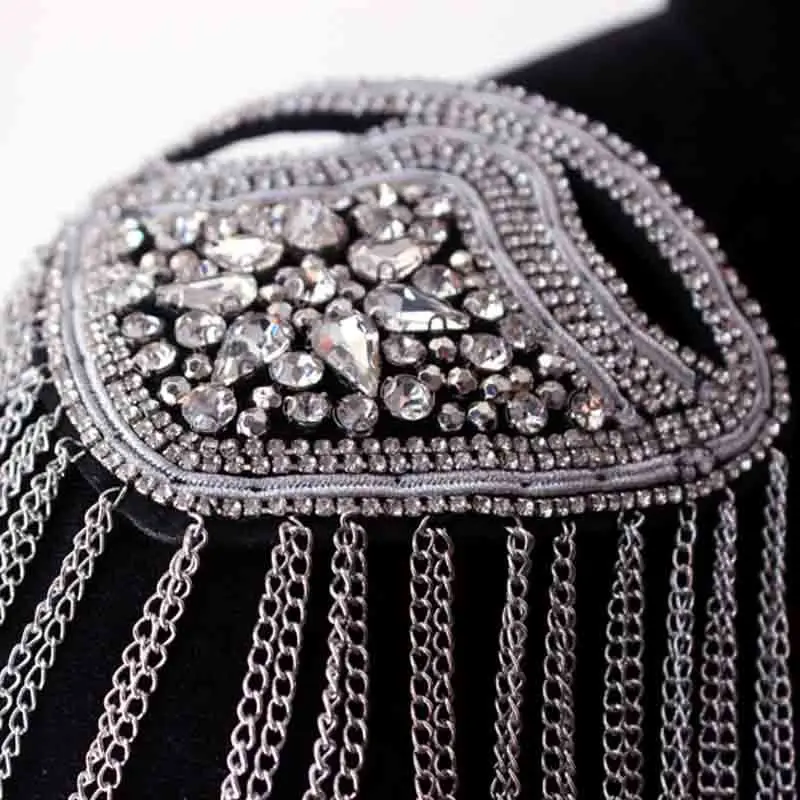 Suit Dress Shoulder Flower Jewelry Metal Diamond-Studded Costumes Tassel Epaulette Accessories Shoes Clothing Applique
