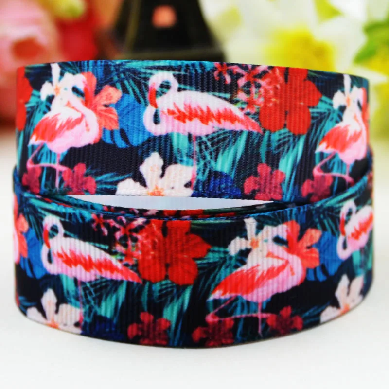 22mm 25mm 38mm 75mm Ruban Flamingo Cartoon Character printed Grosgrain Ribbon party decoration 10 Yards Mul111