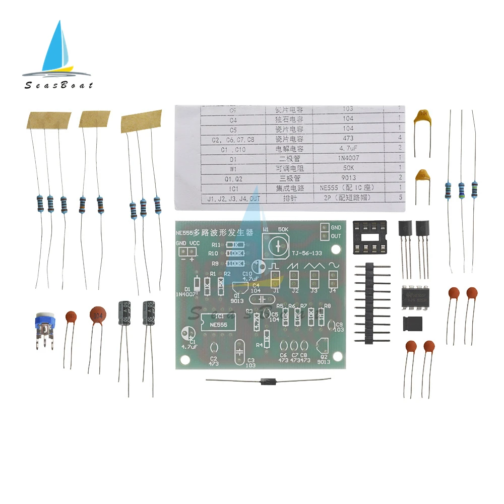 DC6-12V modulo generatore di impulsi NE555 sinusoidale/triangolo/generatore di onde quadrate generatore di segnali a forma d'onda multicanale Kit fai da te
