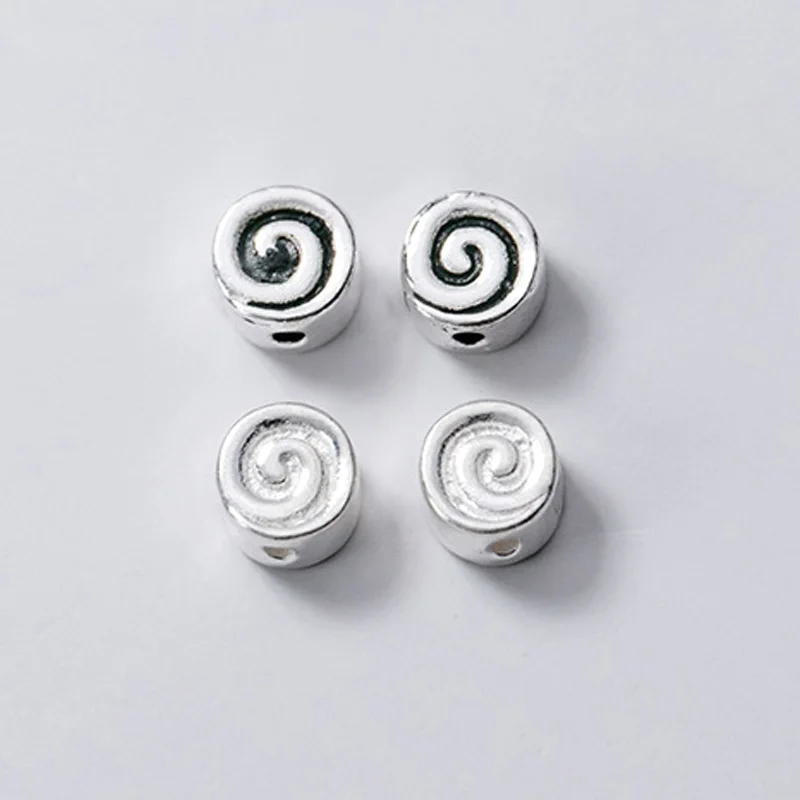 925 Sterling Silver Vortex Pattern Round Space Beads 6mm Fashion Handmade Fine Bracelets Loose Silver Beads DIY Jewelry Findings