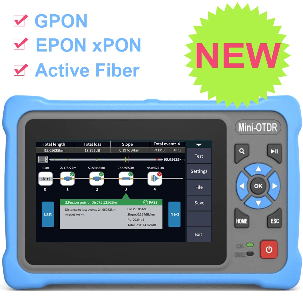 GPON EPON xPON Active Fiber Testing OTDR Live Fibre Test Mini Optic Reflectometer VFL OLS OPM Event Map Ethernet Tester 1610nm