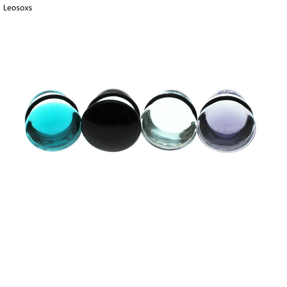 Leosoxs 2 Pcs 6-25mm Ear Expander Glass Ear Expander Auricle Earrings Body Piercing Jewelry Earplugs