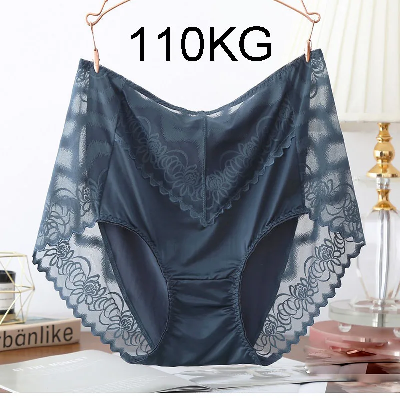 BS34-Lencería de talla grande para mujer, bragas caladas de verano, ropa interior suave de seda de hielo, bragas transparentes de encaje, 4