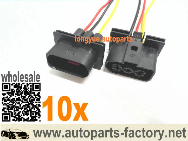 Longyue 10pcs Fans Wiring Plug for VW Jetta Golf GTI MK4 Beetle Audi TT Mk1 / 8N Harness Pigtail