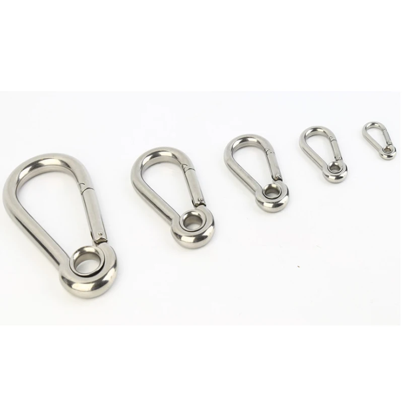 1Pc Carabiner Hook with Eyelet Spring Buckle Clasp Key Chain 304SS M4 M5 M6 M7 M8 M9 M10