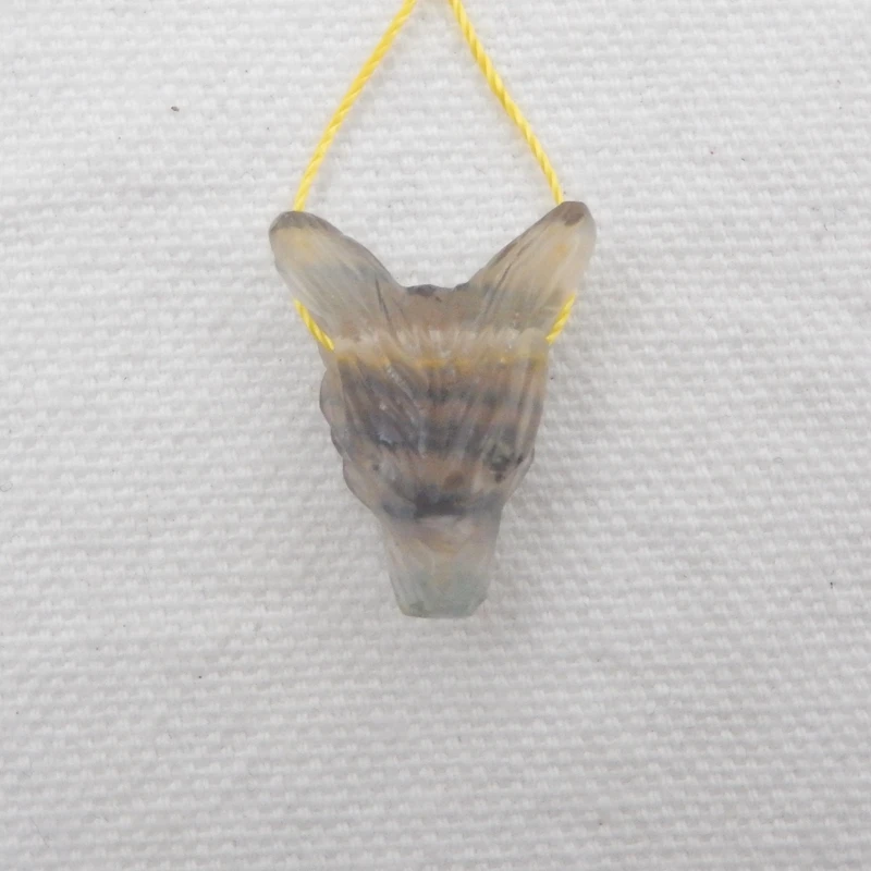 Special Offer Natural Stone Fluorite Handcarved Animal Wolf Head Fashion Pendant 21x17x10mm 3.2g