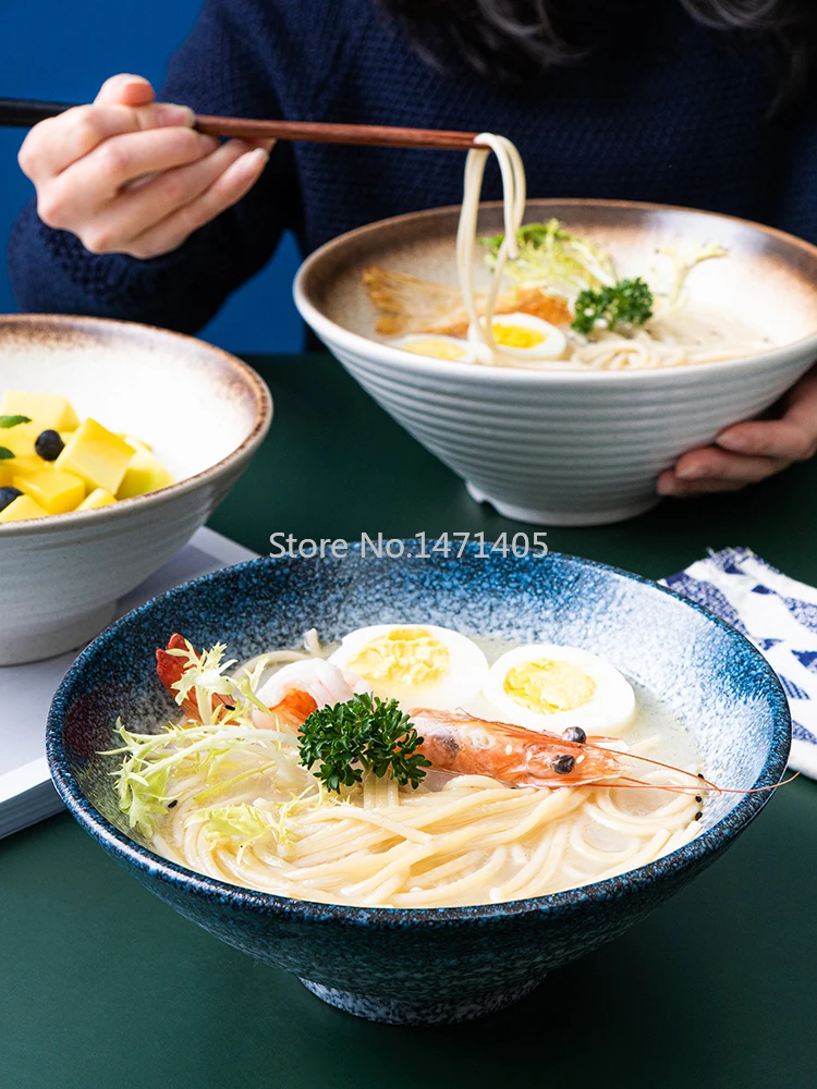 Japanese-style Ceramic Bowl Ramen Bowl Salad Tableware Noodle Bowl Household Noodle Bowl Rice Soup Bowl Large Single