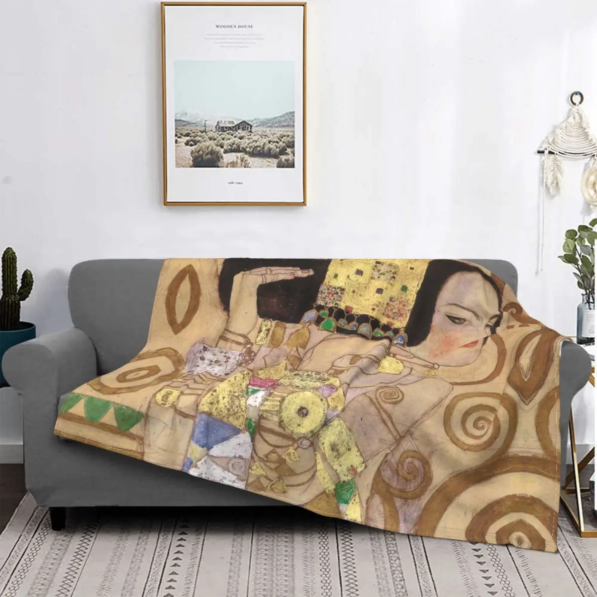 Gustav Klimt Freyas Blankets Flannel Summer Classical Art Multifunction Super Soft Throw Blanket for Sofa Office Bedspread