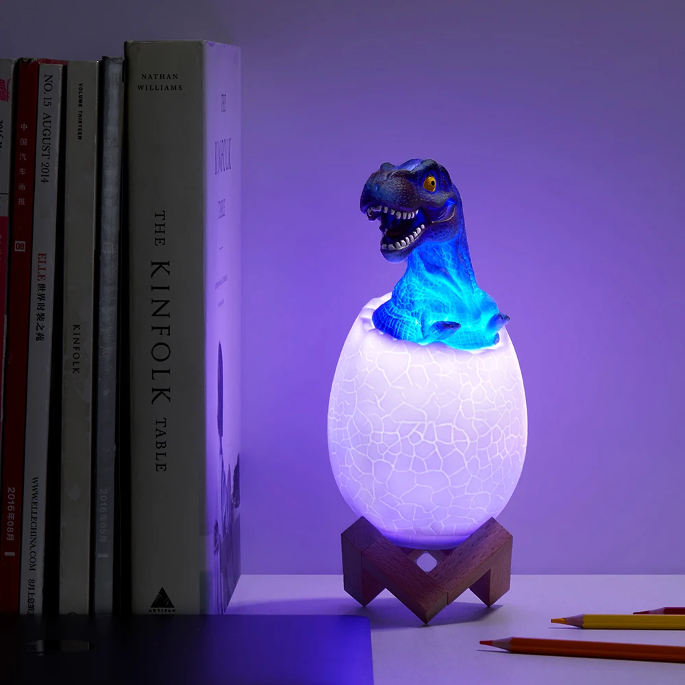 3D Printed Dinosaur Egg LED Night Lamp Remote Control 16 Colors USB Rechargeable Dinosaur Lamp For Children\'s Lights Night