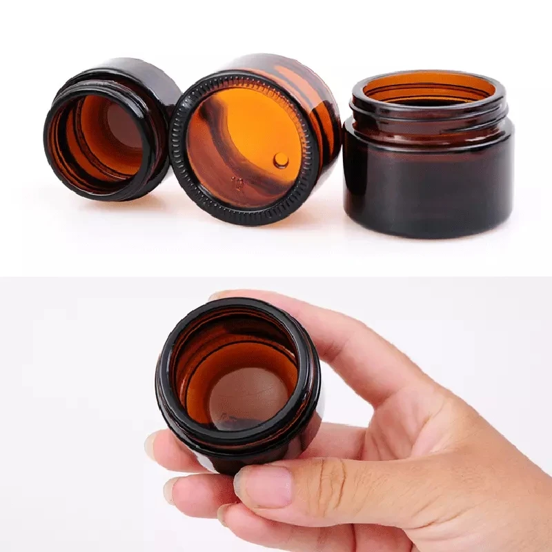 

200pcs 5g -100g Amber Glass Jars Containers Cosmetic Cream Lotion Powder Brown Bottles Makeup Pots Travel Cases with Black Lids