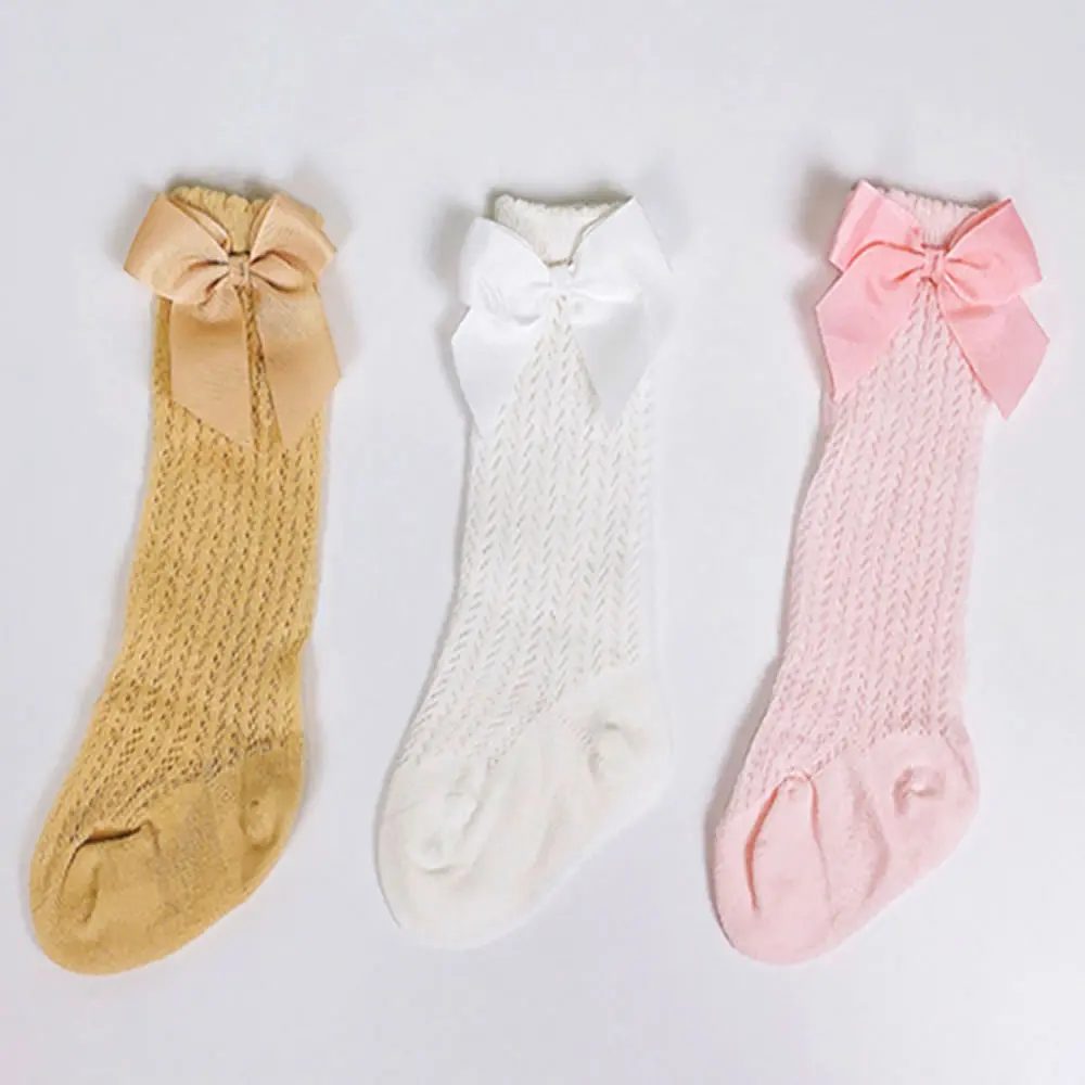 

Baby Girl Legwarmers Toddler Baby Bow Stockings Cotton Summer Mesh Baby Knee Leg Warm Newborn Infant Non-slip Babies Legwarm