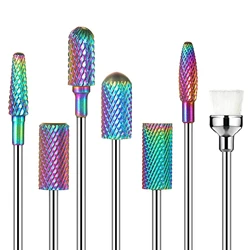 7 Pcs fresa in carburo di tungsteno per Manicure punte per trapano per unghie placcate in colore acrilico Pedicure per cuticole in Gel rimuovere gli strumenti