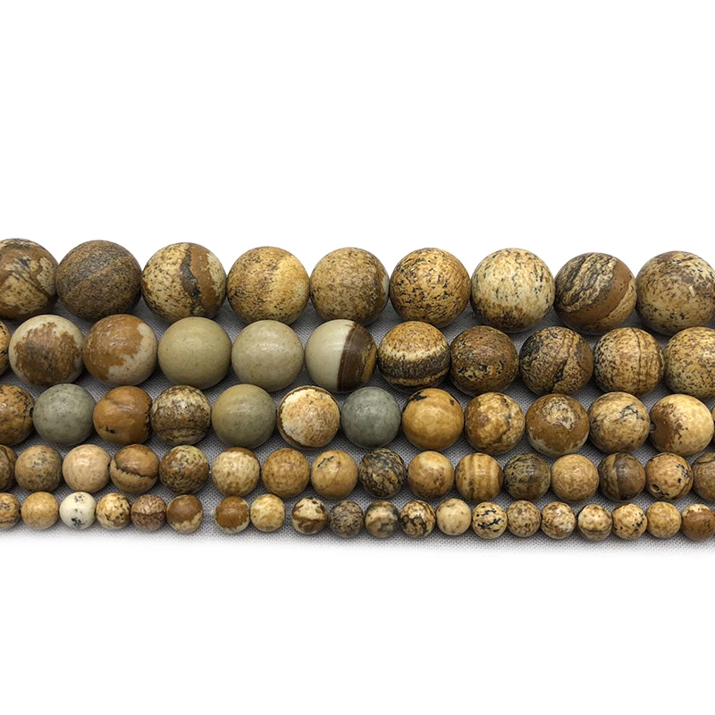 Natural  Picture Jaspers Stone Round Beads 15