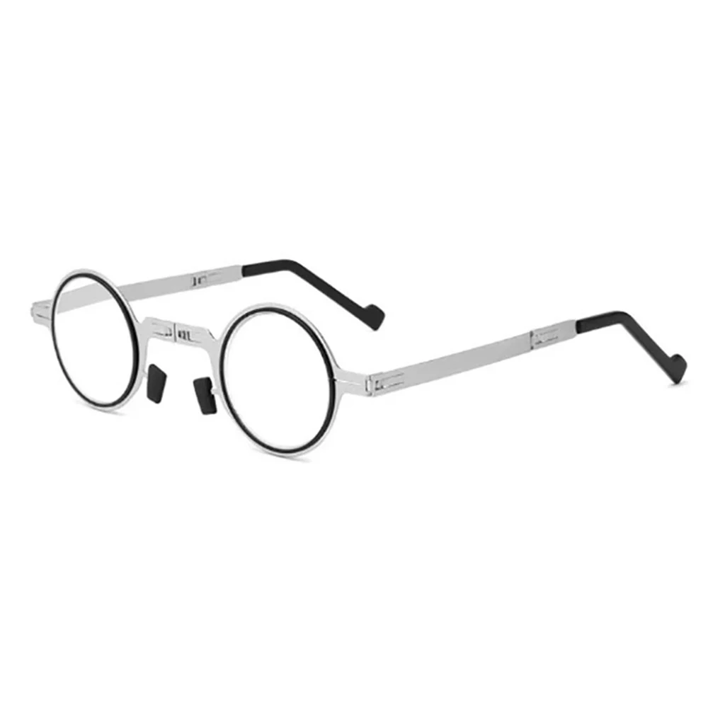 Round Metal Folding Reading Glasses Men Anti Blue Light Glasses Computer Optical Glasses Unisex Presbyopia Eyeglasses +1.0~+4.0