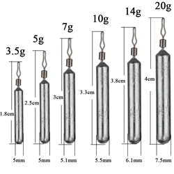 5pcs Fishing Sinkers 5g 7g 10g 14g 20g Fishing Weight Drop Shot Weights No Roll Sinkers Pencil Sinkers