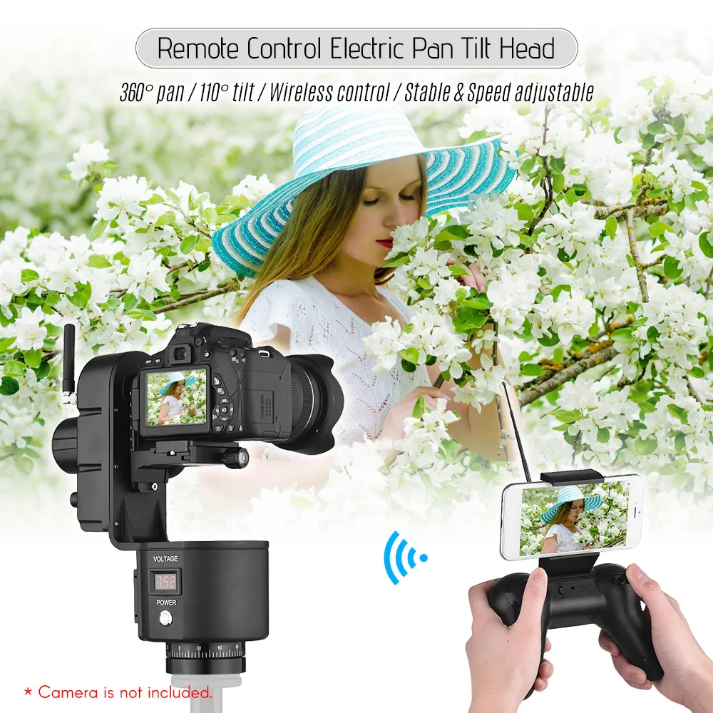 tripod head 40-50M Remote Control Electronic Pan Tilt Head Motorized Panoramic Tripod Adjustable Speed ball head Electric Tripod