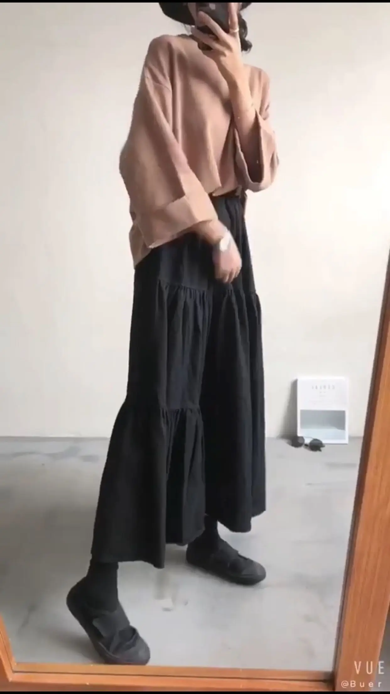 Elastische taille lange maxi-rok voor dames, A-lijn zwarte rokken, all-match vintage jeans, lentedenim, nieuwe mode, 2024