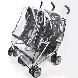 Universal Side-by-side Twin Stroller Rain Cover, ajustável, Windproof, Dustproof, transparente, ventilada para o bebê, Ca K9S0