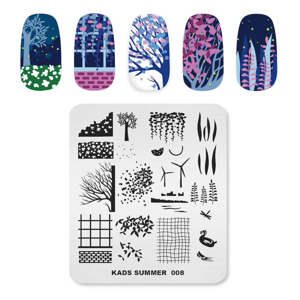 KADS Stamping Plates Nail Stamping Plates Flowers Flamingo Summer 008 Silent Night Design for Nails Nails Accessories Template