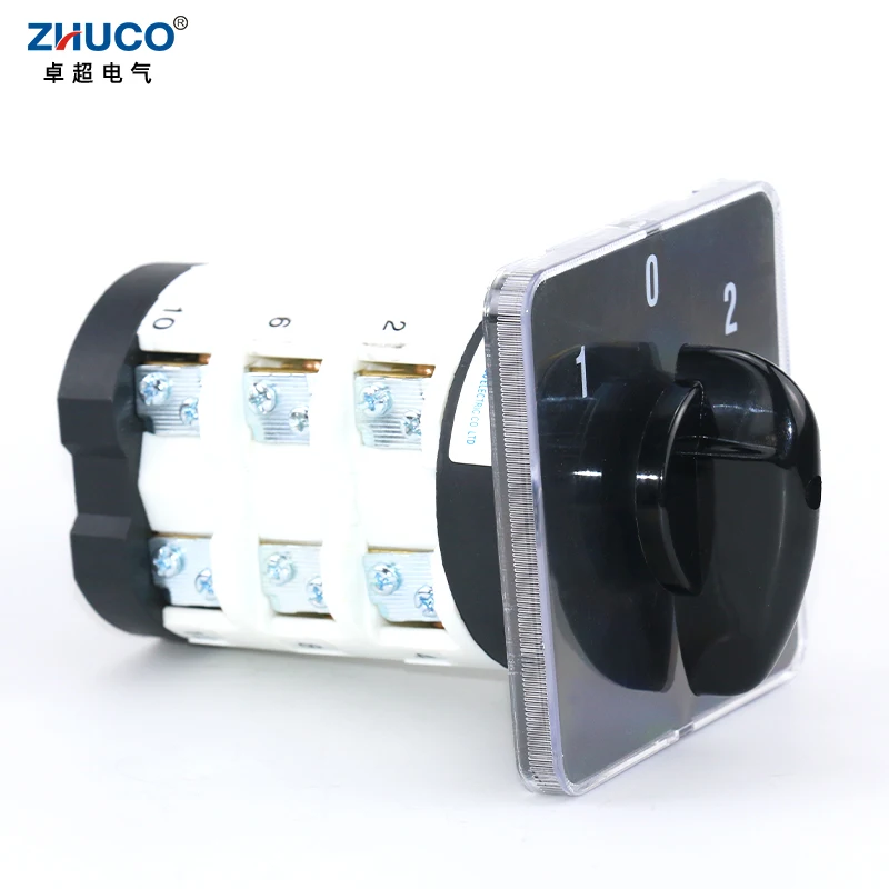 ZHUCO SZL9- 50/3 Three Position Three Pole 50A 660V Panel Power Knob Selection Changeover Cam Universal Rotary Switch