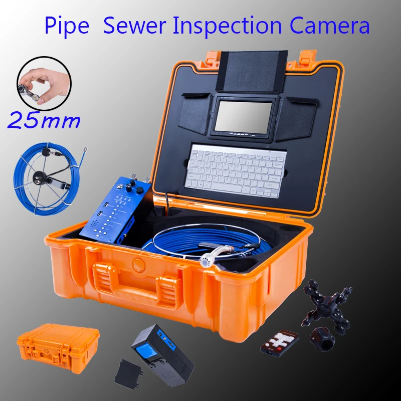 

DVR Recorder 7inch Display Waterproof IP68 25mm Endoscope CCTV Drain Video Camera Pipe Inspection System 20m Cable With Keyboard