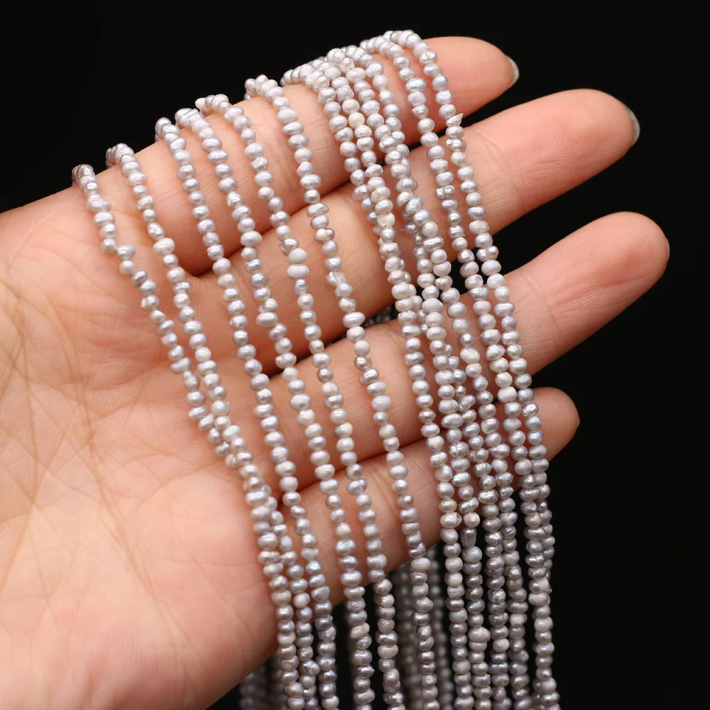 Natural Freshwater Pearl Gray Small Flat Bead Making DIY Necklace Bracelet Anklet Jewelry Mother-of-Pearl 2.5-3mm Gift