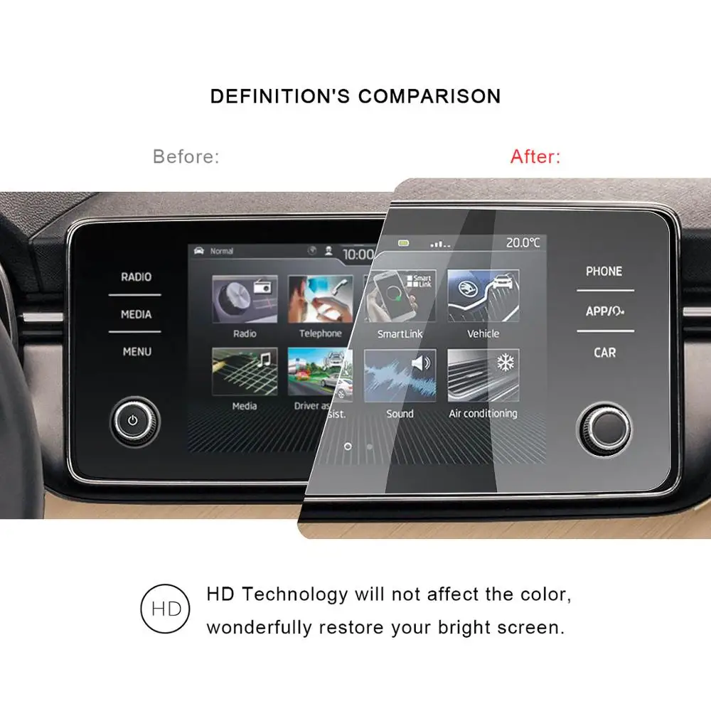 RUIYA-Protector de pantalla de coche para Kamiq Bolero/Scala Bolero, pantalla de navegación GPS 2020, accesorios interiores de coche, 8 pulgadas