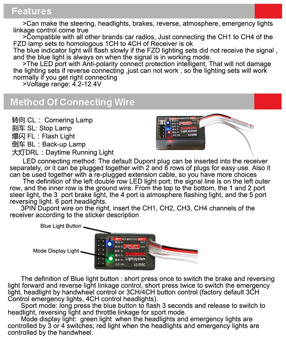 Universal LED Controller Module Light System for DumboRC X4 X5 X6 X6P Transmitter 1/10 1/8 TRX4 Axial SCX10 D90 RC Car Boat