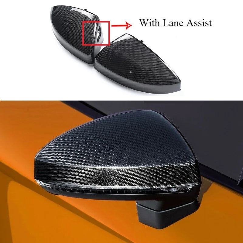 Replacement Carbon Fiber Rear View Mirror Cover Caps Fit For Audi TT TTS R8 2016-2020 With &Without Lane Assist